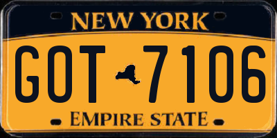 NY license plate GOT7106