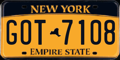 NY license plate GOT7108