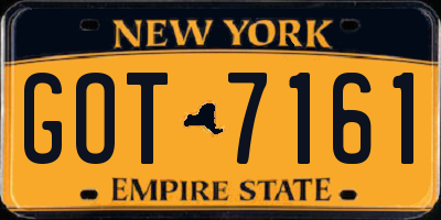 NY license plate GOT7161
