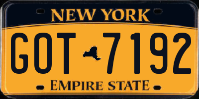 NY license plate GOT7192