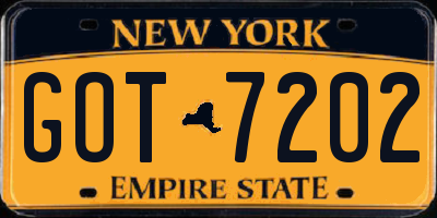 NY license plate GOT7202