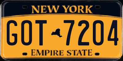 NY license plate GOT7204