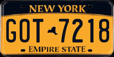 NY license plate GOT7218