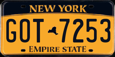 NY license plate GOT7253