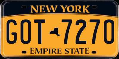 NY license plate GOT7270