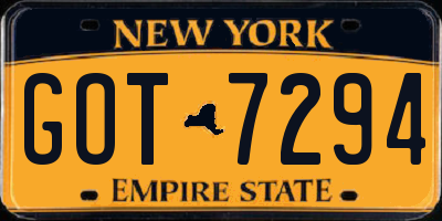NY license plate GOT7294