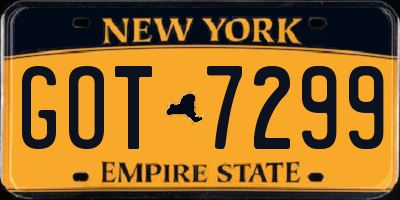 NY license plate GOT7299