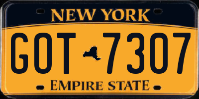 NY license plate GOT7307