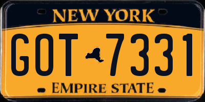 NY license plate GOT7331