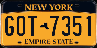 NY license plate GOT7351