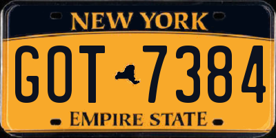 NY license plate GOT7384