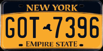 NY license plate GOT7396
