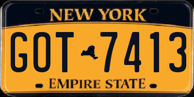 NY license plate GOT7413