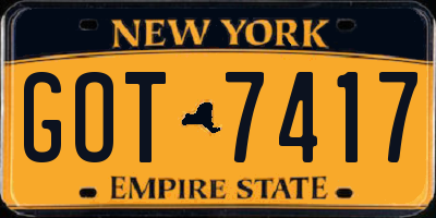 NY license plate GOT7417