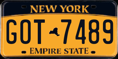 NY license plate GOT7489