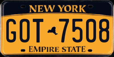 NY license plate GOT7508