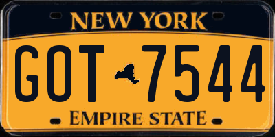NY license plate GOT7544