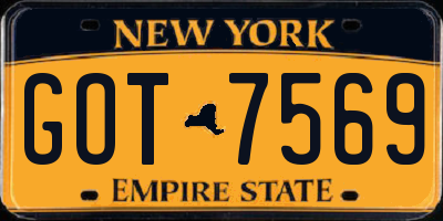 NY license plate GOT7569