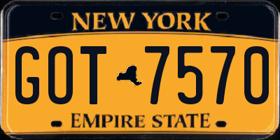 NY license plate GOT7570