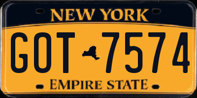 NY license plate GOT7574