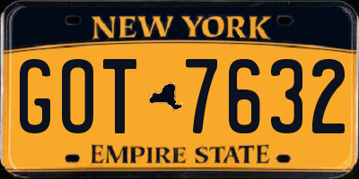 NY license plate GOT7632