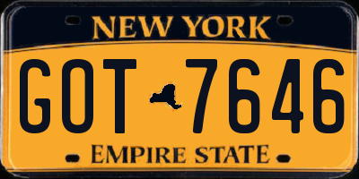 NY license plate GOT7646