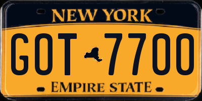 NY license plate GOT7700