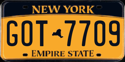 NY license plate GOT7709