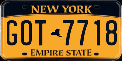 NY license plate GOT7718