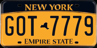 NY license plate GOT7779