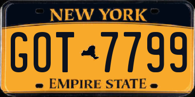 NY license plate GOT7799