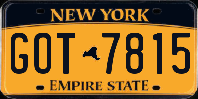 NY license plate GOT7815