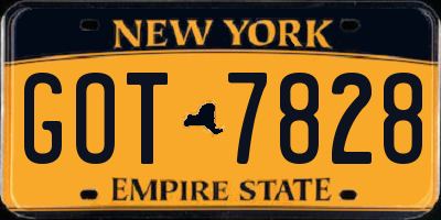 NY license plate GOT7828