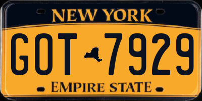 NY license plate GOT7929