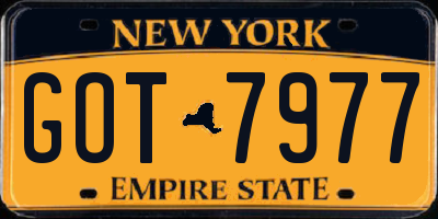 NY license plate GOT7977