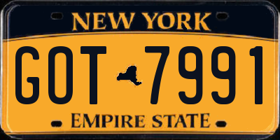 NY license plate GOT7991