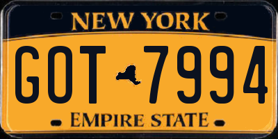 NY license plate GOT7994