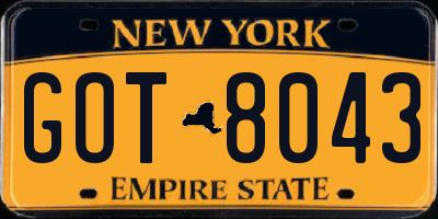 NY license plate GOT8043