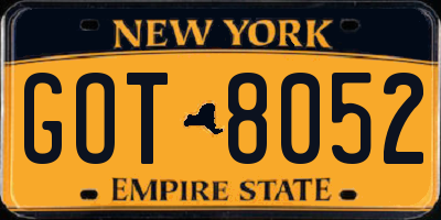 NY license plate GOT8052