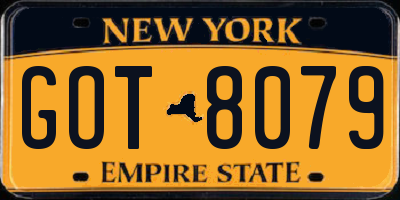 NY license plate GOT8079