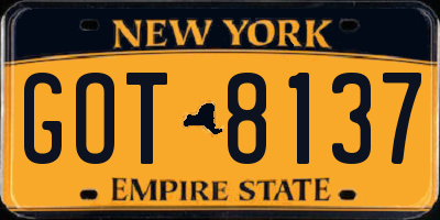 NY license plate GOT8137