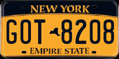 NY license plate GOT8208