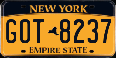 NY license plate GOT8237
