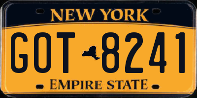 NY license plate GOT8241