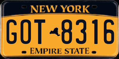 NY license plate GOT8316