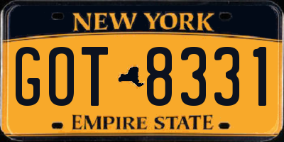 NY license plate GOT8331
