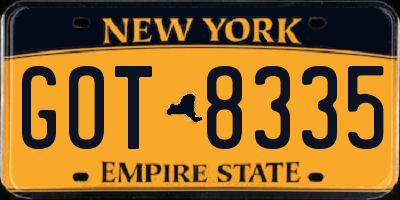 NY license plate GOT8335