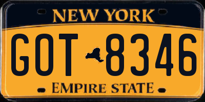 NY license plate GOT8346