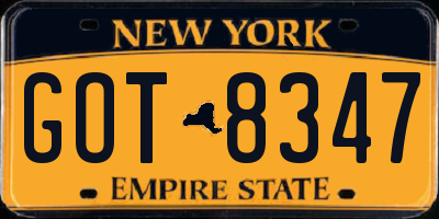 NY license plate GOT8347