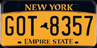 NY license plate GOT8357